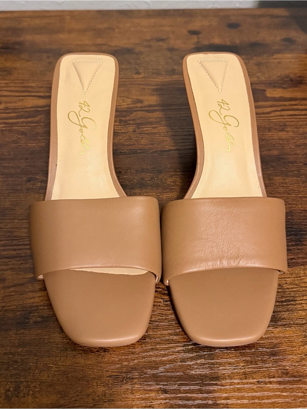 42 Gold Tan Slide Mules for Women